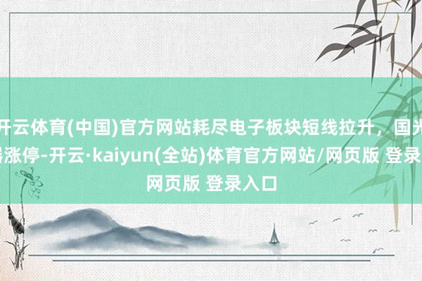 开云体育(中国)官方网站耗尽电子板块短线拉升，国光电器涨停-开云·kaiyun(全站)体育官方网站/网页版 登录入口