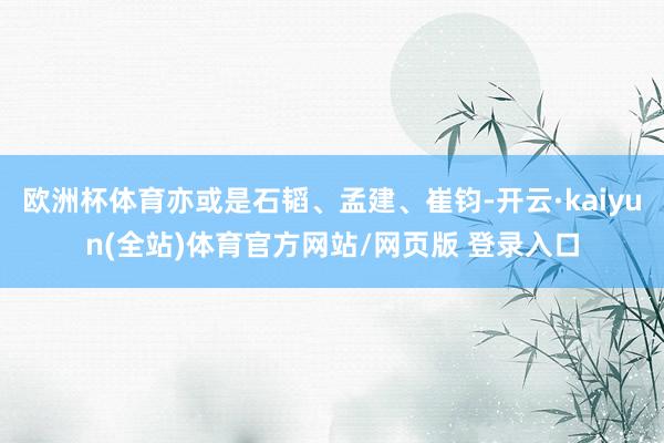 欧洲杯体育亦或是石韬、孟建、崔钧-开云·kaiyun(全站)体育官方网站/网页版 登录入口