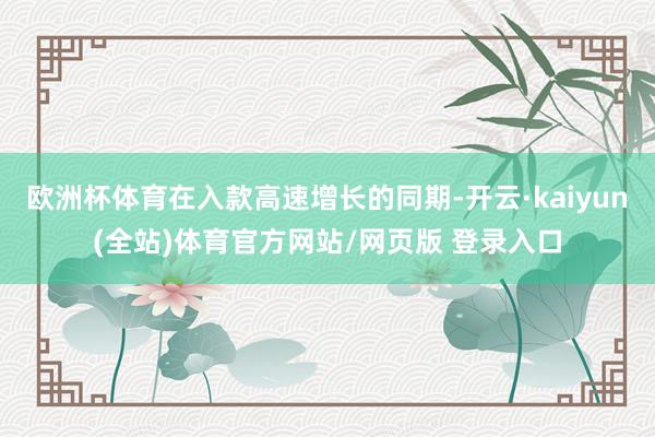 欧洲杯体育在入款高速增长的同期-开云·kaiyun(全站)体育官方网站/网页版 登录入口
